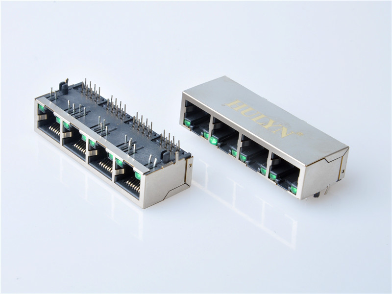 HULYN RJ45Jack, Shielded RJ45 Modular Jack Connector,with LEDs, 1x4Ports,RJ45 connector LED