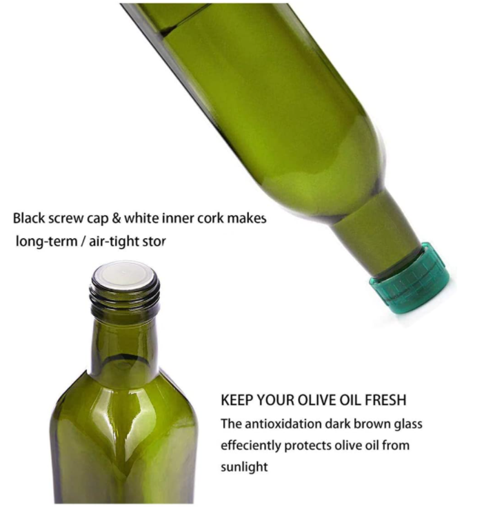 250ml/500ml Olive Oil Mason Jar Kitchen Bottle in Dark Glass Hot Stamping for Kitchen
