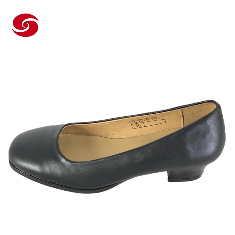 Female Lady High Heel Leather Military Police Officer Shoes for Women