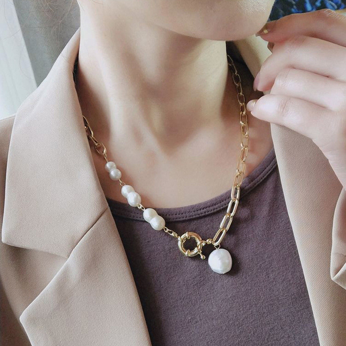 High Quality Natural Baroque Irregular Freshwater Baroque Pearl Necklace Jewelry Set Natural Baroque Pearl necklace