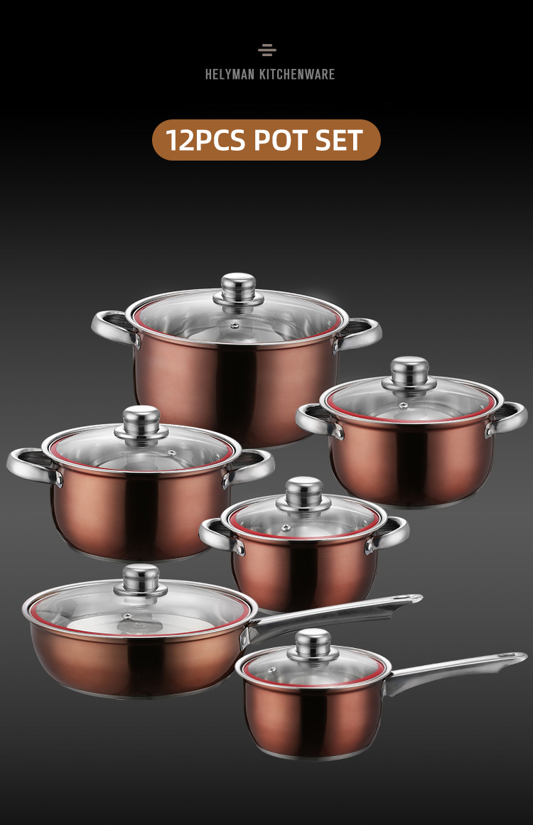 Factory Wholesale Kitchen Pot Sets Cooking Pots And Pans Stainless Steel Sets Cookware Sets With Glass Lid