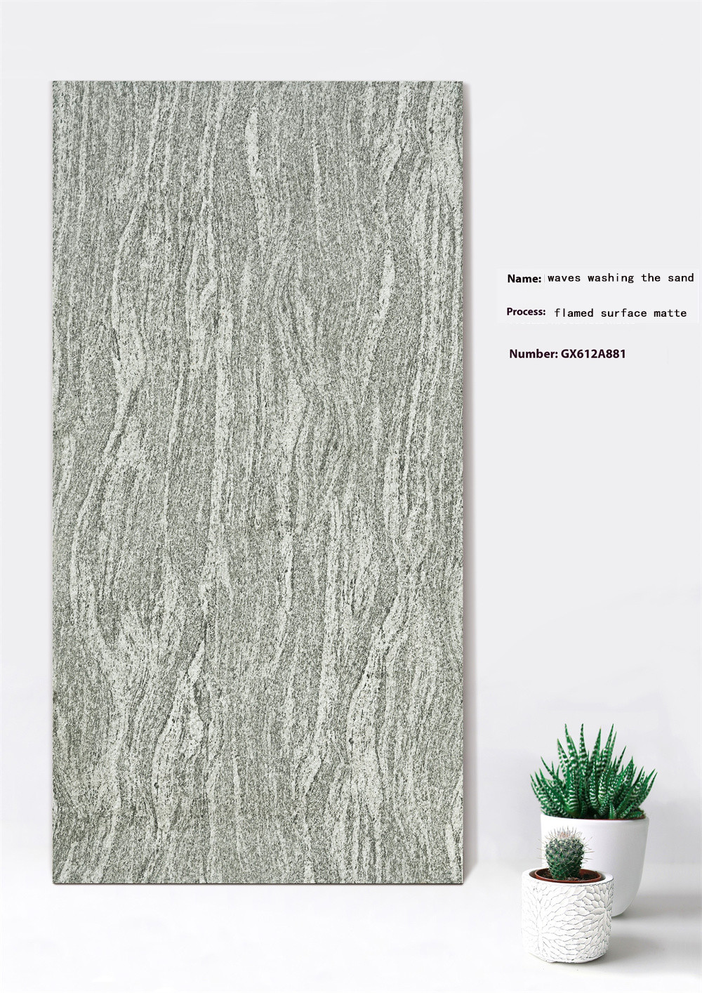 60x120cm Flamed Surface Matte Gray Curtain Wall Thick Tile For Balcony ISO9001 Acid-Resistance