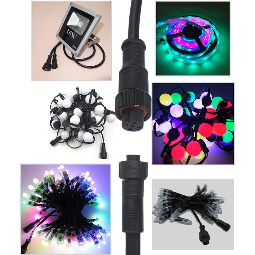 4pin 5pin 6pin Straight Male Plug Screw M8 Waterproof Connector 60cm IP65 IP66