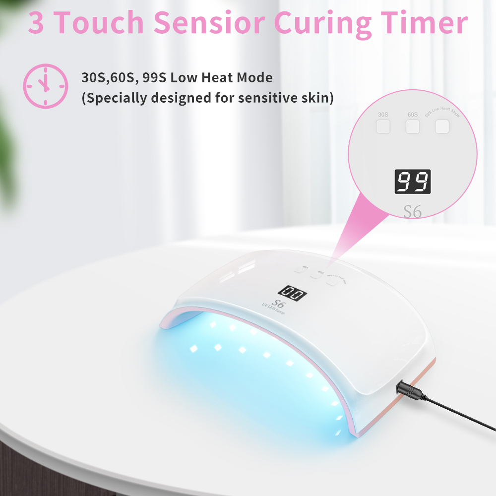 2 In 1 UV LED Nail Dryer 42W Gel Polish Curling Lamp With Multi Timer Display