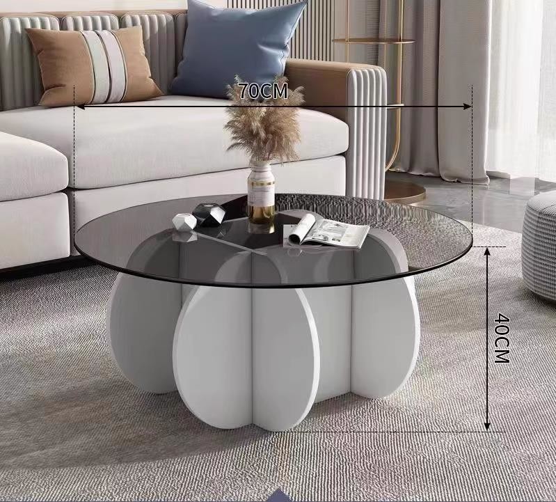 Simple Light Luxury Solid Wood Acrylic Coffee Table Living Room Round Tea Table