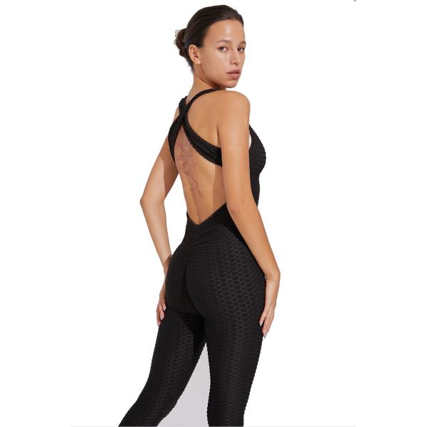 Senda Oem Odm Black Tight Breathable Yoga Jumpsuit Yoga Clothes Set