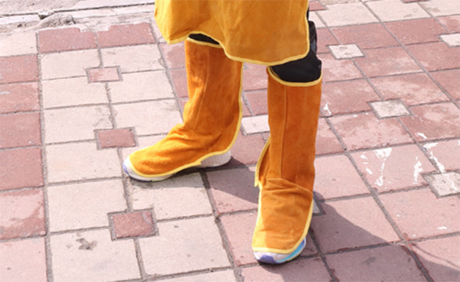BWFC Cowhide Welding Foot Cover Electrical Lineman Tools Yellow
