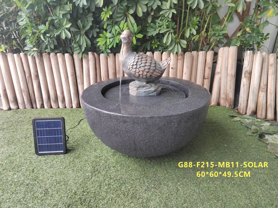 Max Flow 300L/H Duck Spit Solar Water Fountain for Garden Decoration Battery 7.4V 2200mA