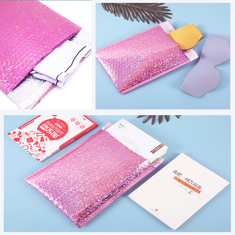 Pink Custom Printed Poly Bubble Mailers 10x13 CMYK Printing