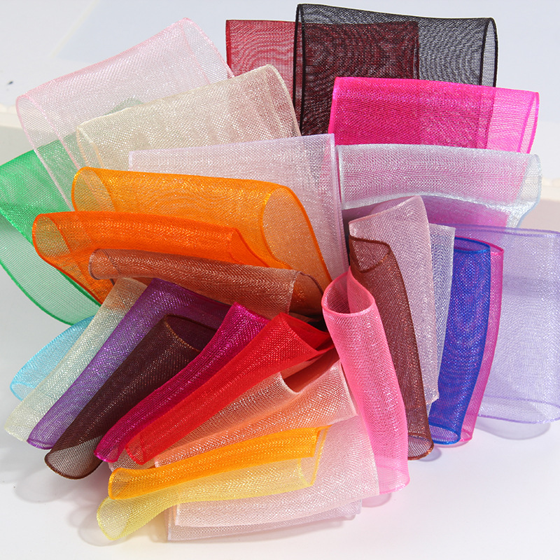 christmas mesh webbing cheap price wired satin organza DIY gift rolls ribbon paillette mesh chiffon ribbon