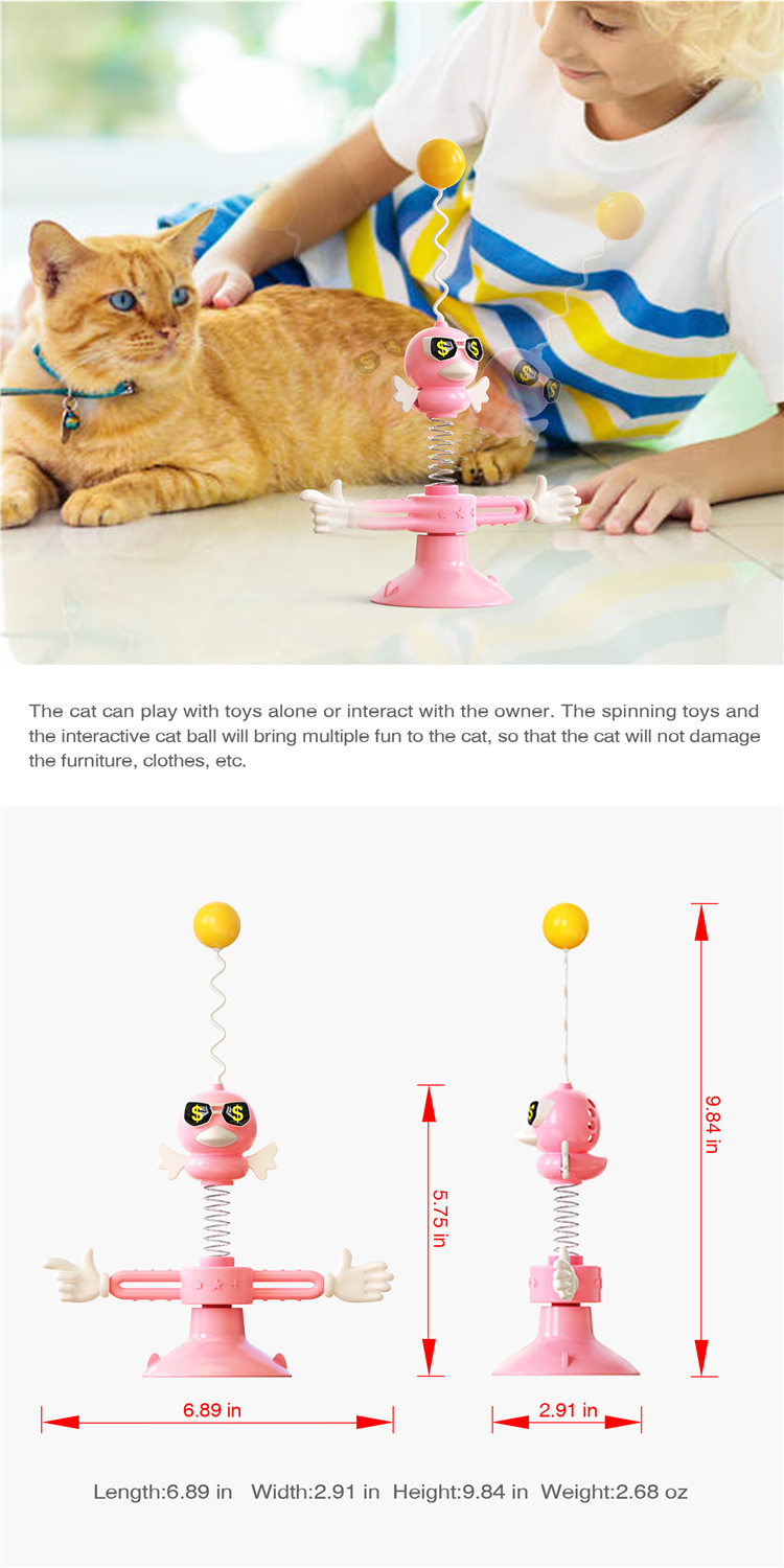 New Wholesale Cat Toys Dropshipping Funny Pet Training Tool Rotating Cat Kitten Toy Interactive Feather Ball Cat Spring Toys
