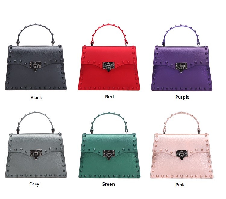 Trim Frosted Rivet Jelly Pu Leather Handbags for Women Shoulder bags