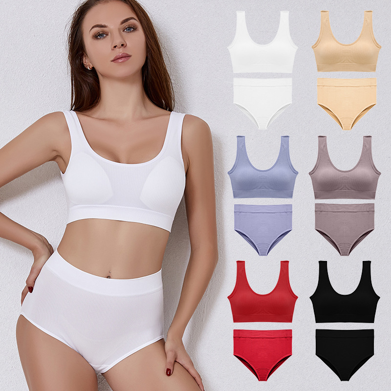 Seamless Plus Size Bra Sets Breathable Full Brief Underwear Sets