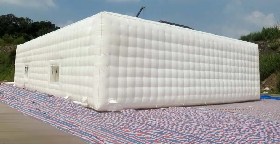 LED Light Inflatable Advertising Balloons Inflatable Air Cube Tent For Rental