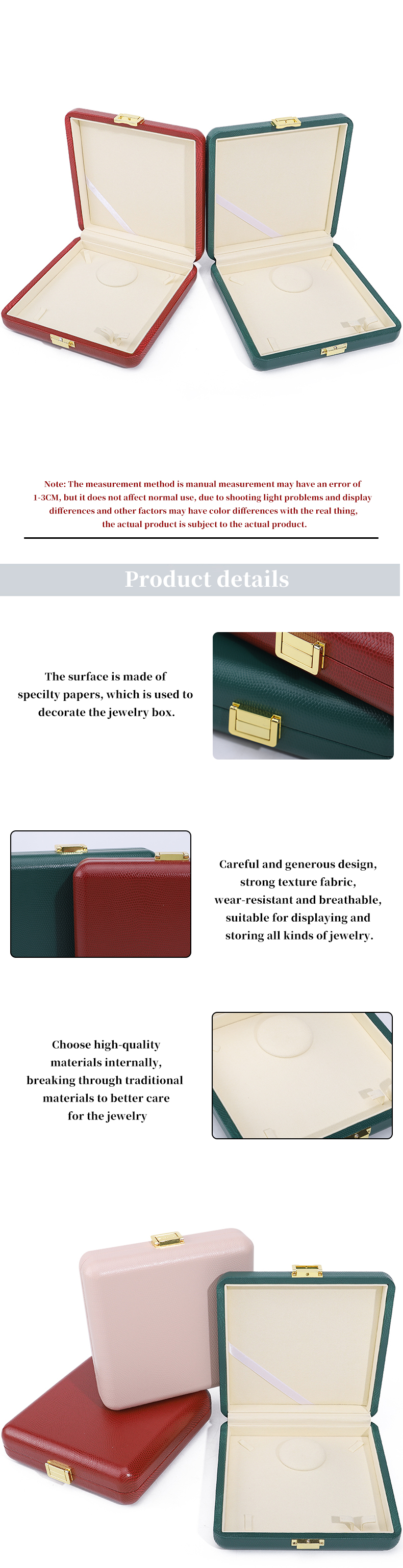 Spacious Space Faux Leather Luxury Organizer Handy Travel Jewelry Case with Clasps Fasten