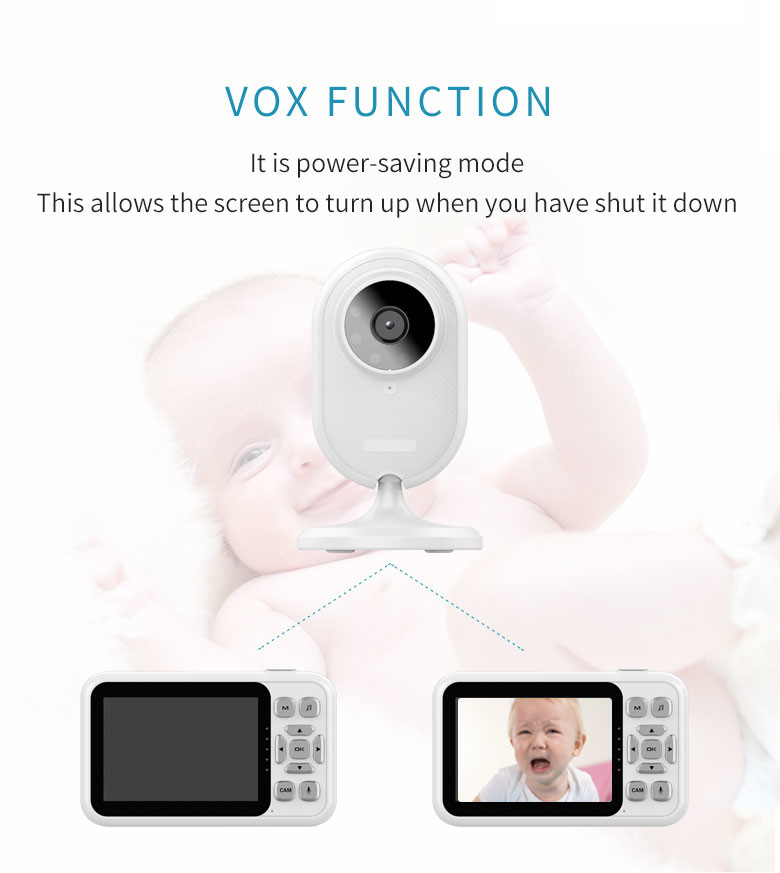 LCD 3.5" Babyfon Monitor Cry Warning Alarm Setting Built In Mic Smart Pet Monitor