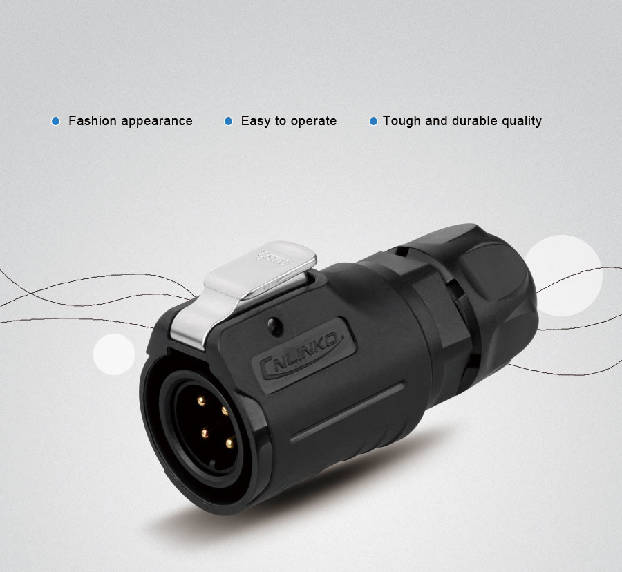 LP Series 4 Pin Plastic M16 Radio Frequency Interference Socket Panel Waterproof Electrical Connectors 12V