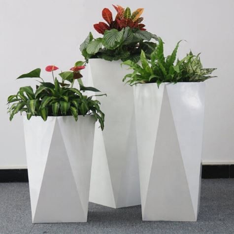 Round Fiberglass Planter Pots Handmade For Outdoor Garden Decorative