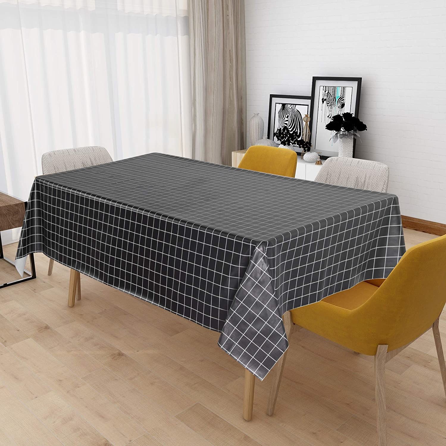 Party Black Plaid Nordic Cloth Oilcloth Disposable Easter Tablecloth