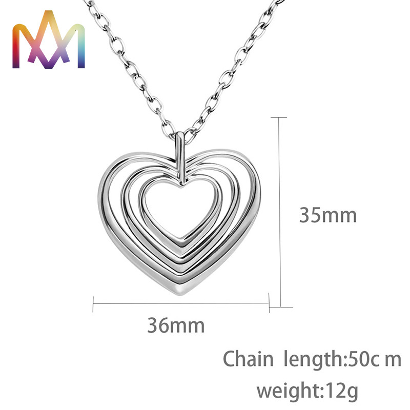 ODM Copper Overlapped Hollow Heart Charm With 50CM Chain