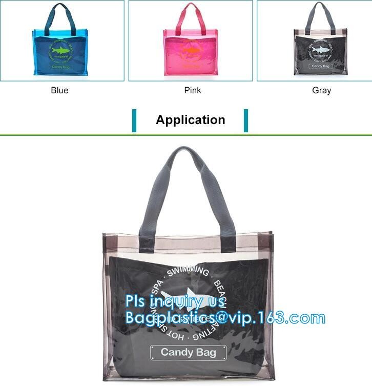 fashion pvc mirror vinyl shopping bag with printing, Recyclable Durable Clear PVC Shopping Bag with Button Closure, tote