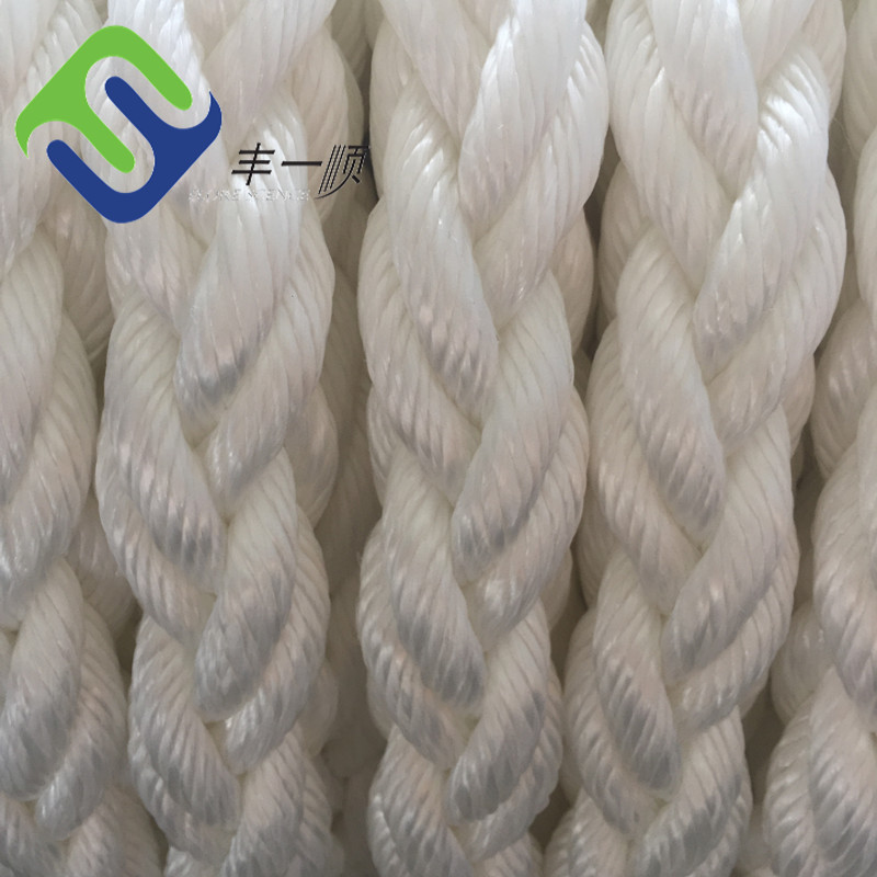 White Polyester 8 Strands Marine Mooring Rope