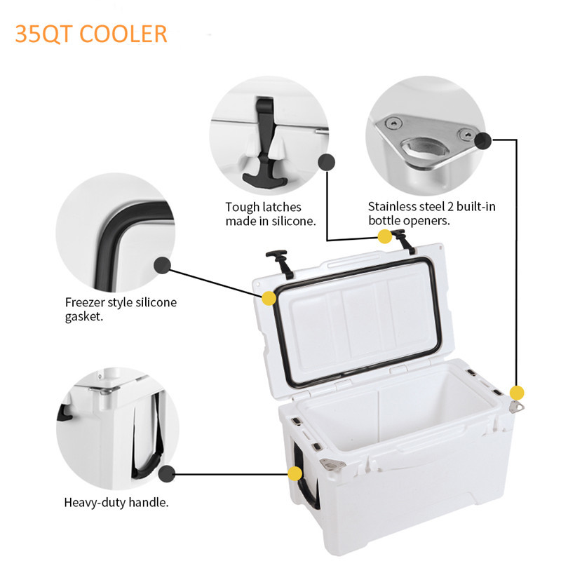 Camping Plastic 35QT Ice Box Cooler LLDPE Ice Chest Cooler Box
