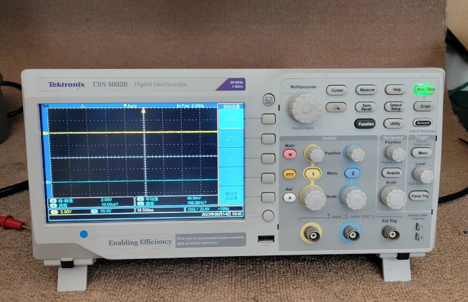 50 Mhz 2 Ch Digital Phosphor Oscilloscope TBS1052B Tektronix Digital Oscilloscope