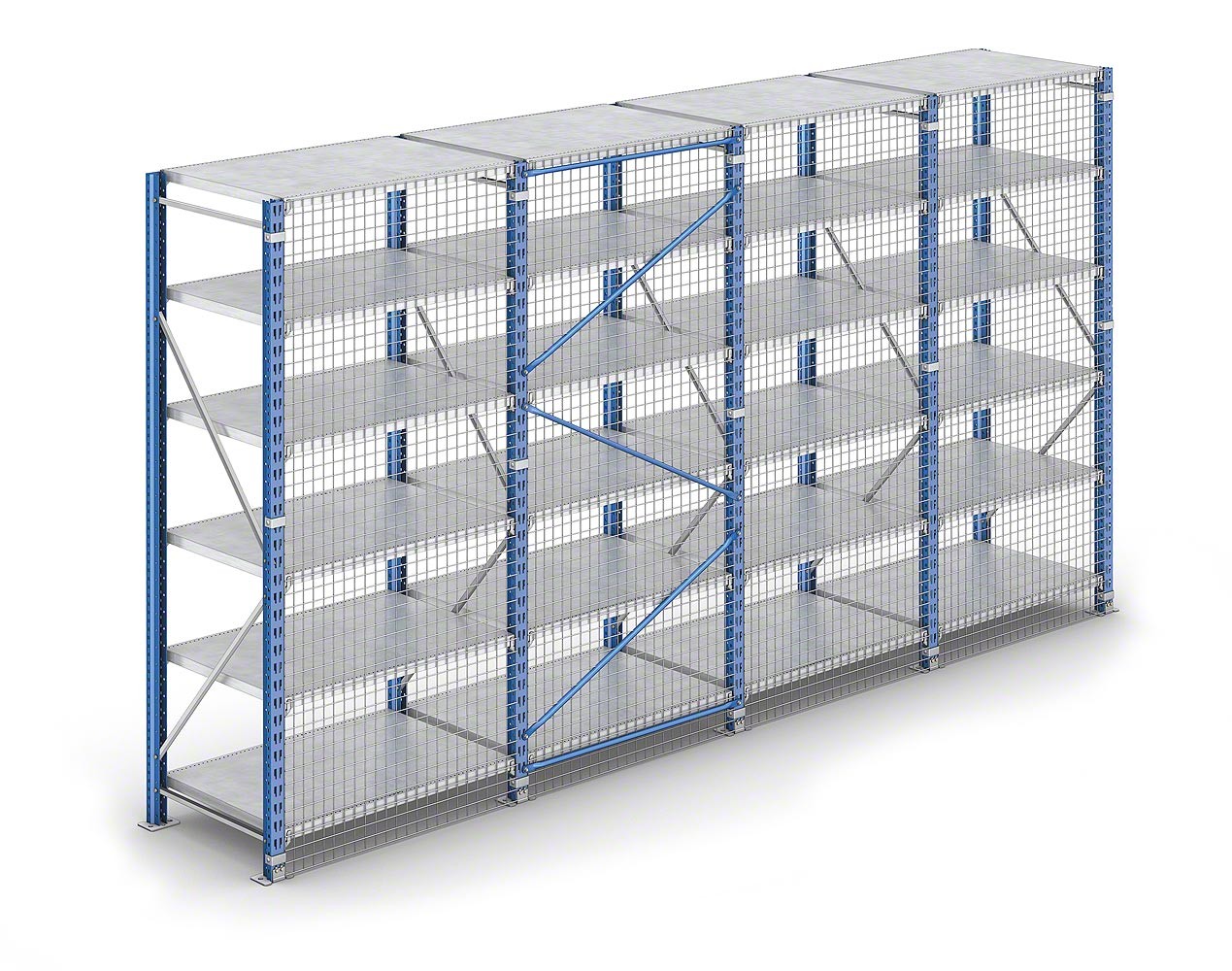 Multi Level Light Duty Racking With Mesh Back Q235B Steel Powder Coated Finish
