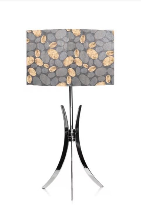 TC Metal Leaf Print Lamp 400*220MM Fabric Drum Shade For Rooms And Hotels