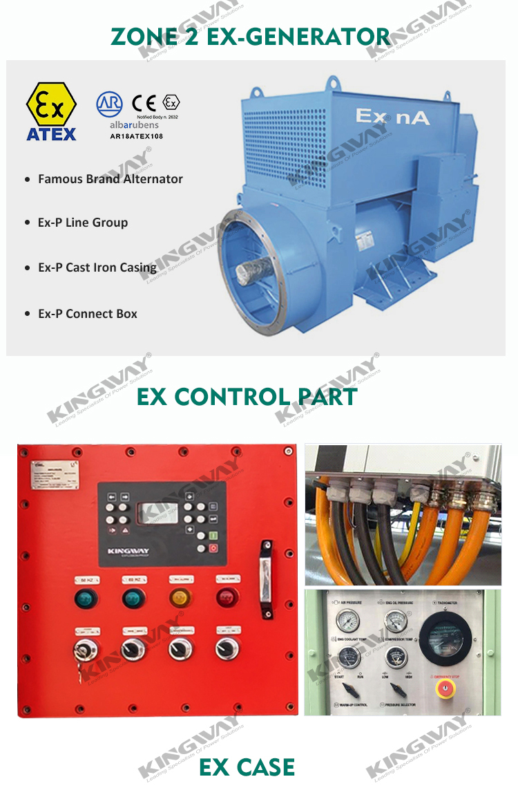 Supply 125kva 100kw 400v 50hz 3 phase 4 wire diesel engine ex-proof atex zone 2 genset