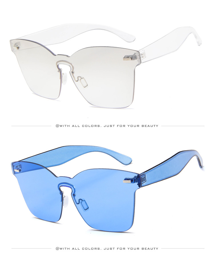 UV400 Rimless Square Frame One Piece Lens Band Packaging Women Hot Sale Sunglasses