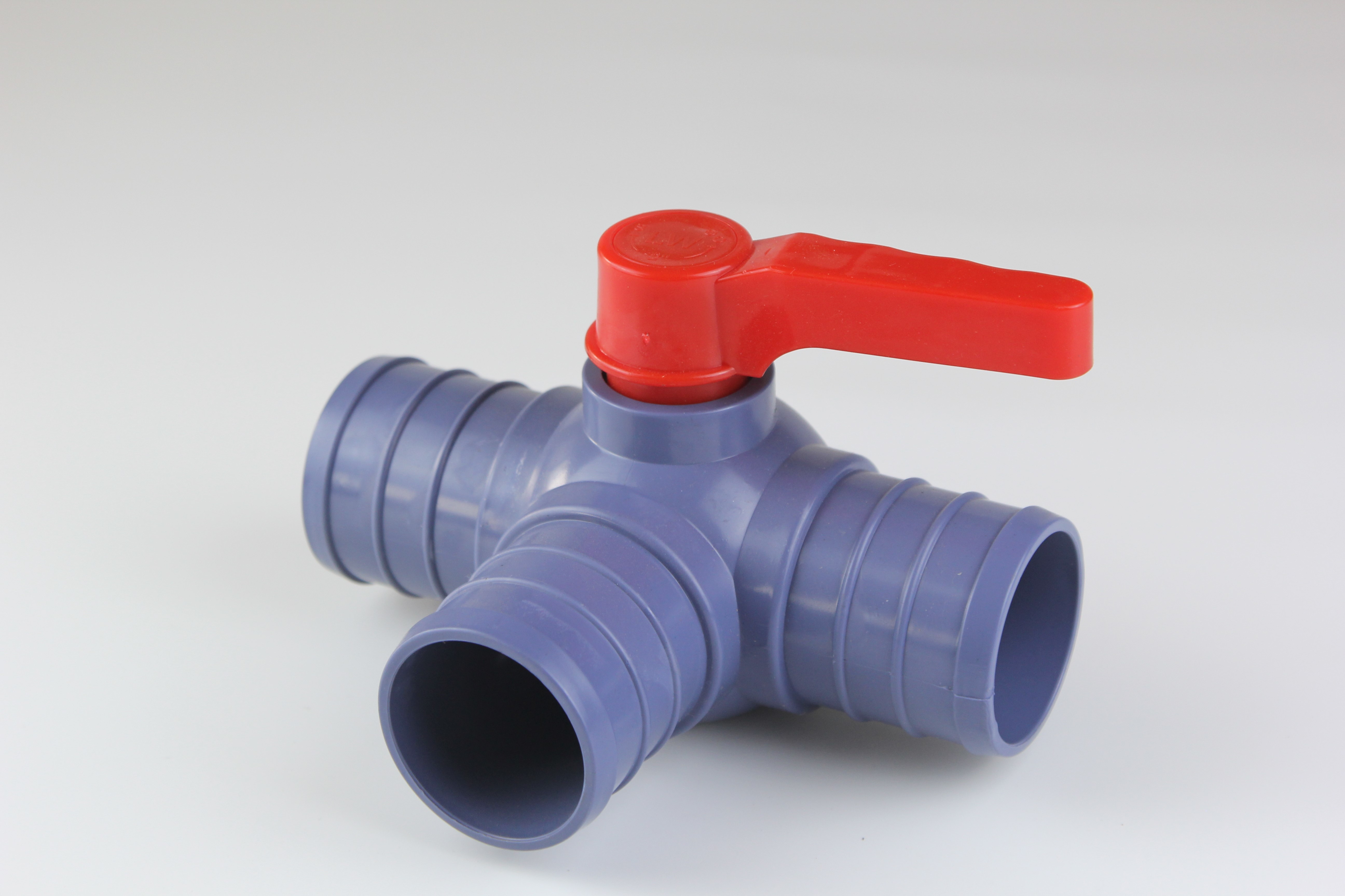 UV Resistant PVC Three Way Valve Blue Black PVC Water Valve ODM