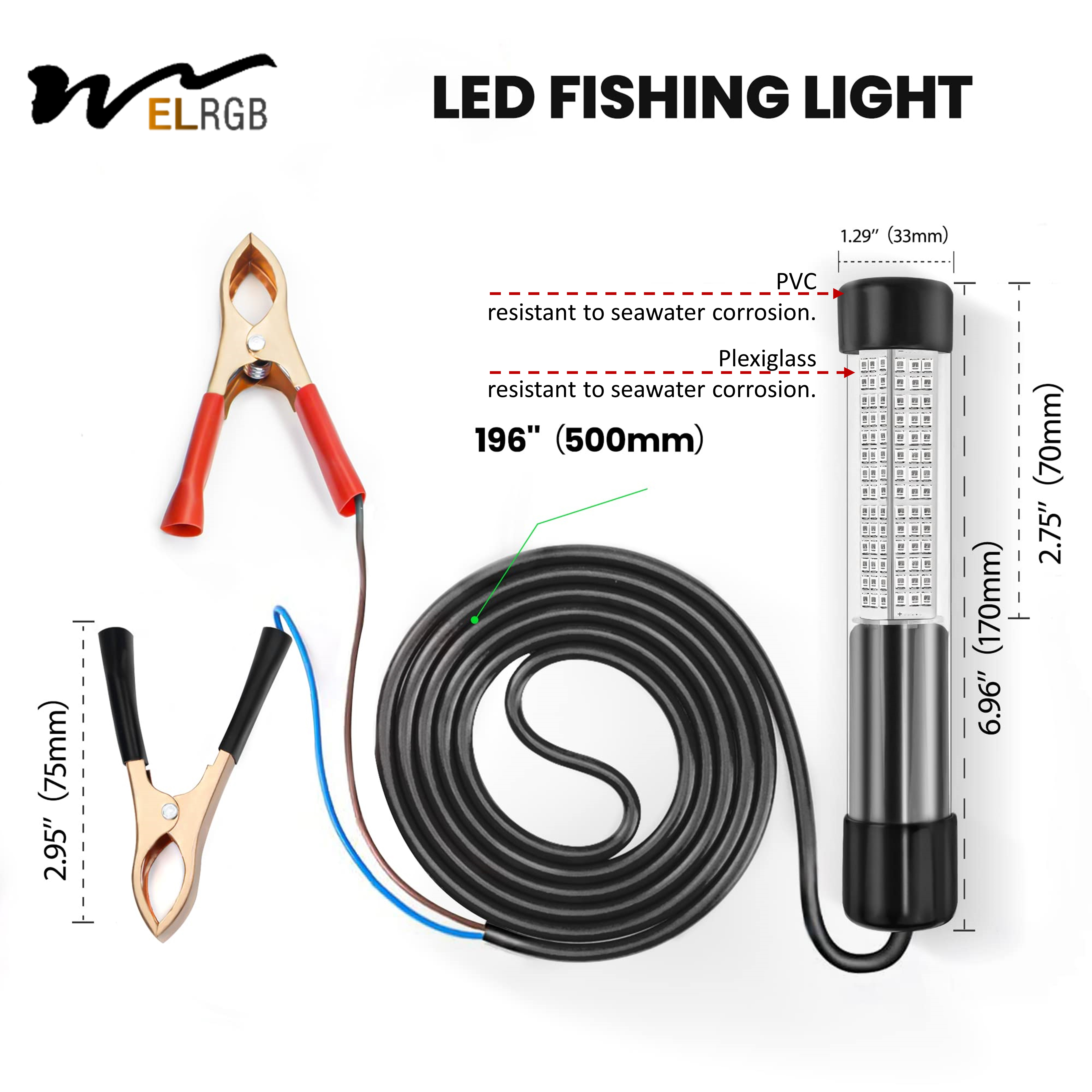 50000 Hours Lifespan 12V LED Underwater Squid Fishing Lamp for Sea Fishing