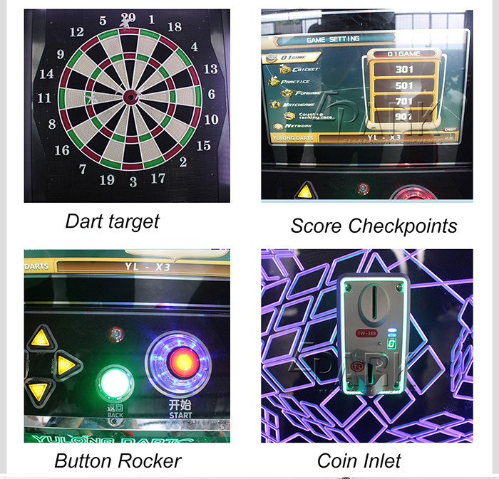 Indoor Sport Electronic Dartboard Coin Operated Arcade Machines For Movie theater