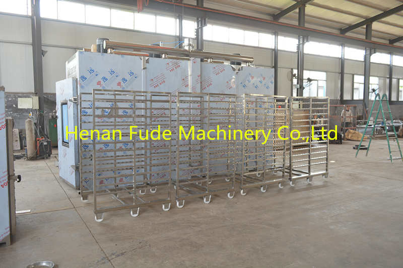 Smokehouse machine. automatic sausage smoking oven, chicken meat roaster