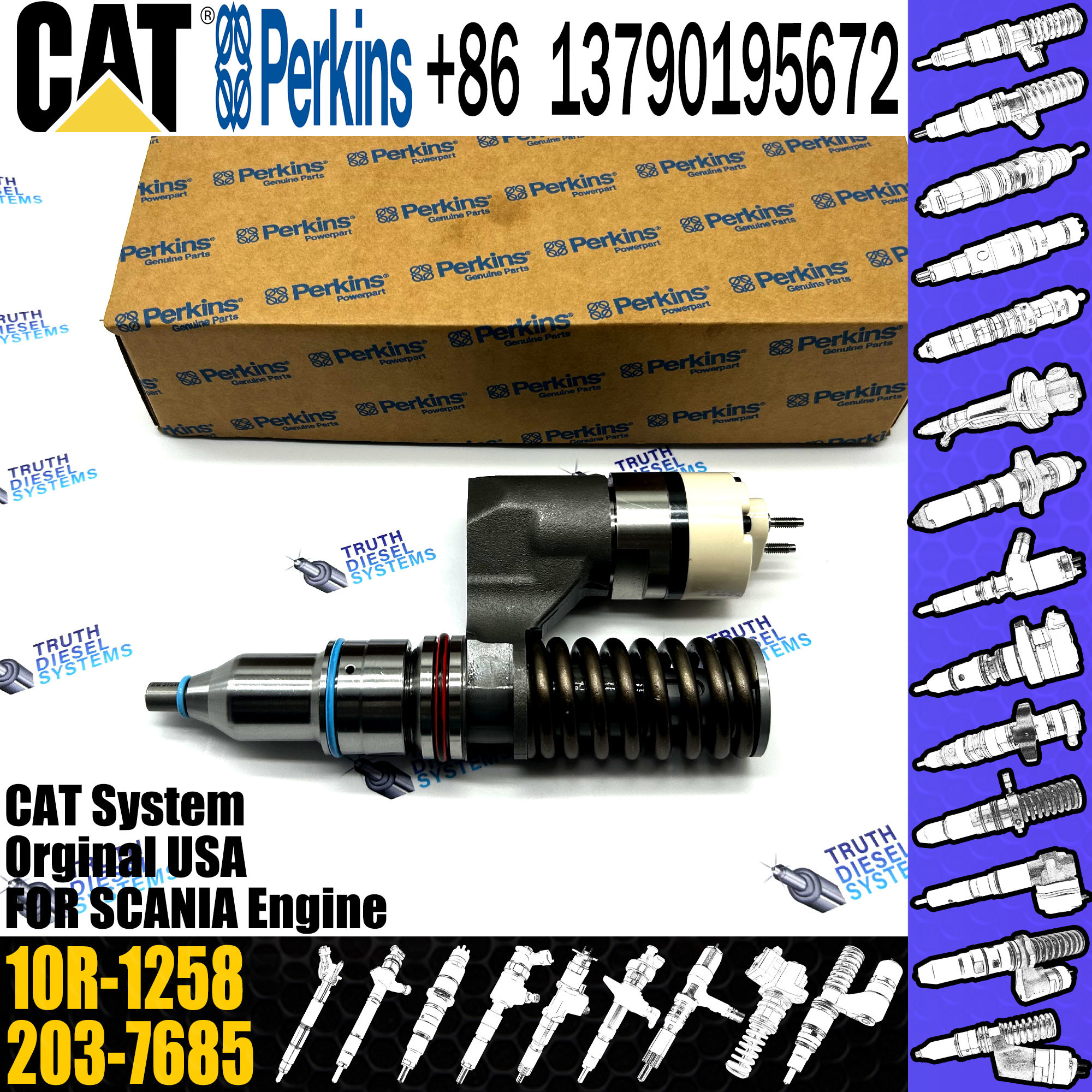 C10 Fuel Injector Assembly 203-7685 212-3467 212-3468 350-7555 317-5278 161-1785 10R-0967 10R-1259 10R-1258