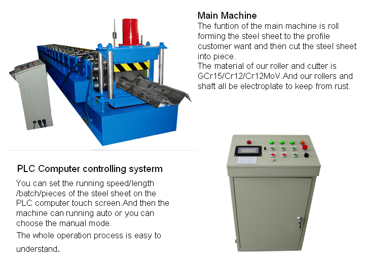 Galvanized Steel Highway Guardrail Roll Forming Machine With Easy Operation