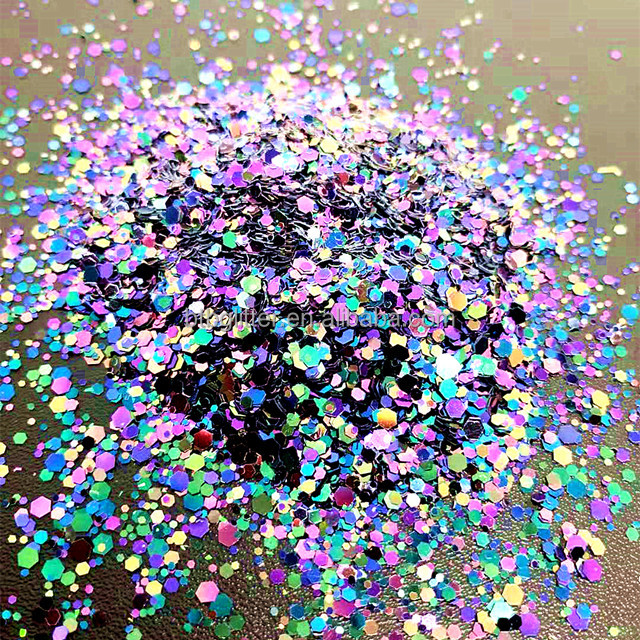 Excellent Nail Art Effect in Chunky Polyester Shifting Glitter for Mixed Chameleon Glitter