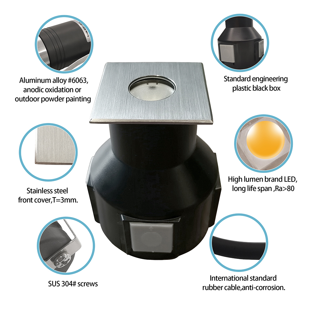 Waterproof 3000K LED Inground Uplight Underground Recessed Floor Luminaires