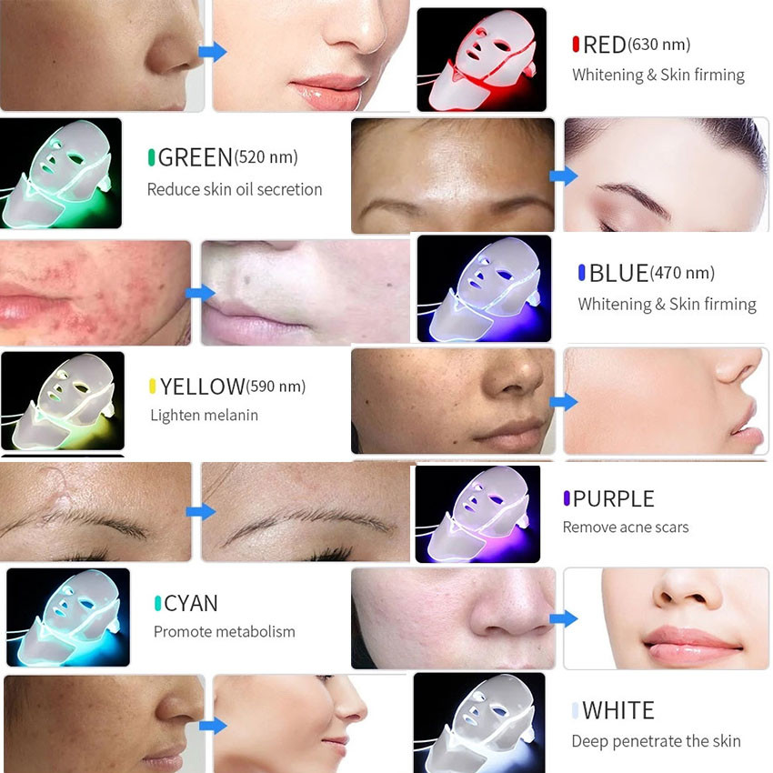 7 Color Led Pdt Facial Wrinkle Removal Light Therapy Mask Home Use