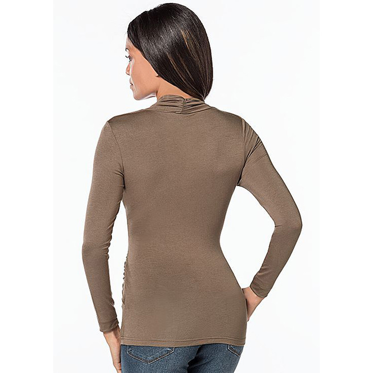 Sexy Long Sleeve Tight Fitted Deep V-Neck Surplice Tops For Women