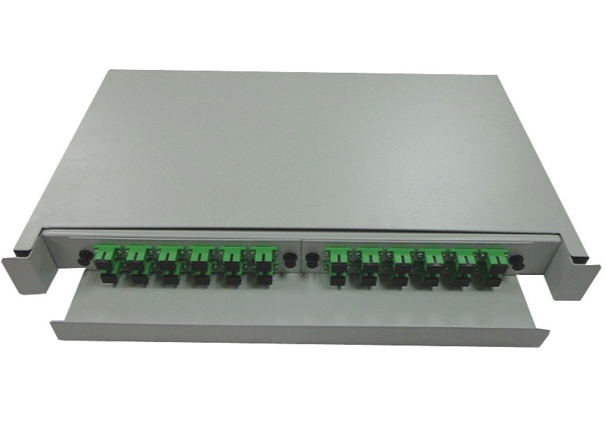 24 SC 19inch Fiber Optic Termination Box 1U Sliding Panel