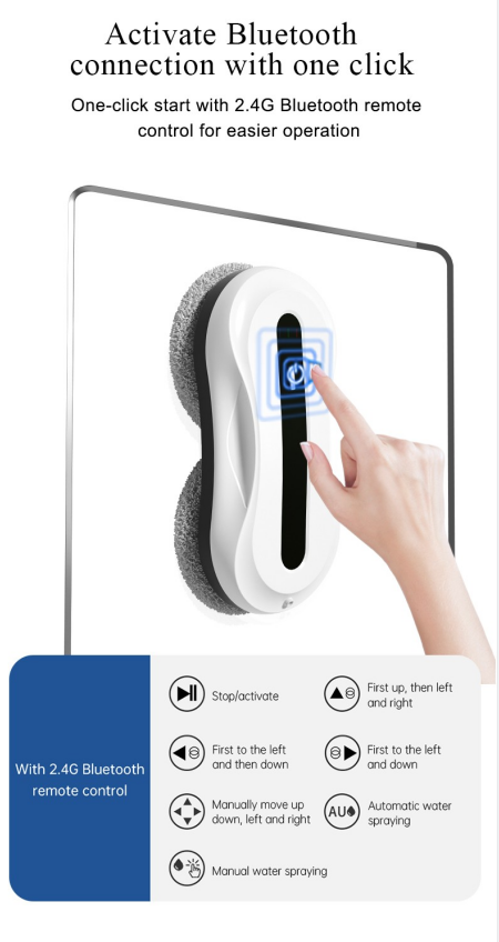 65dB 2800Pa Automatic Window Cleaner 500mAh Remote Window Cleaner