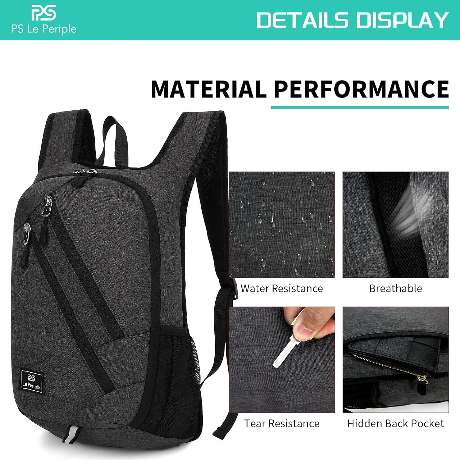 Small Daypack 15L Hiking Backpack Foldable Small Backpack Lightweight Packable backpack Travel Day pack for Women Men,bl