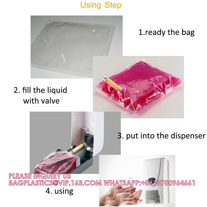 Custom 500ml 1L Transparent Clear Bag In Box Liquid Gel Hand Sanitizer Soap Refill Pouch