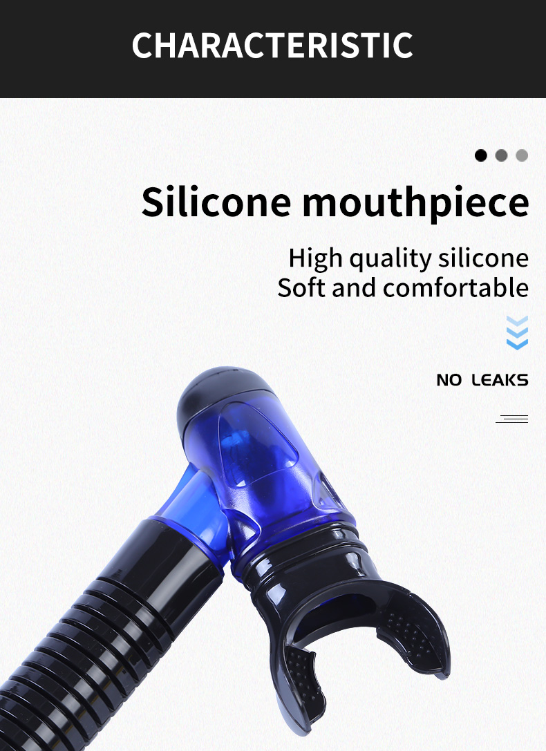 Silicone Mouthpiece Dry Top Snorkel Set PVC Tube For Swimming Diving