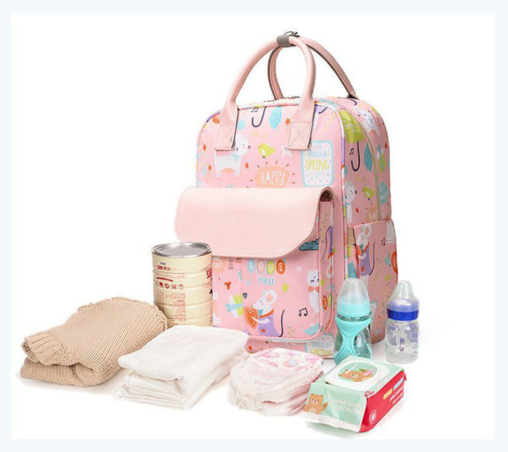 Animal Prints Polyester Rucksack Changing Travel Diaper Bags 27*15*42cm
