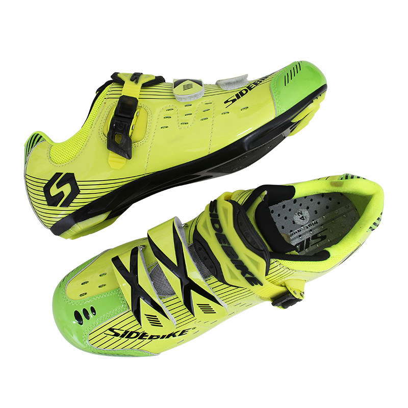 Yellow Youth Breathable Cycling Shoes , Road Bike Durability Anti Skid Sport Shoes