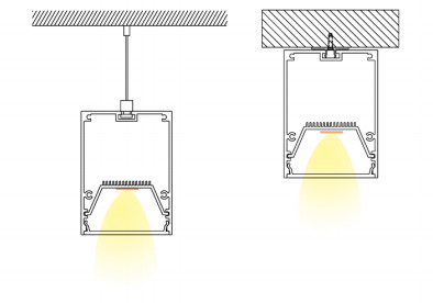 Oblong Suspended LED Profile Aluminium Alloy Anodized LED Channel Diffuser 55*75mm